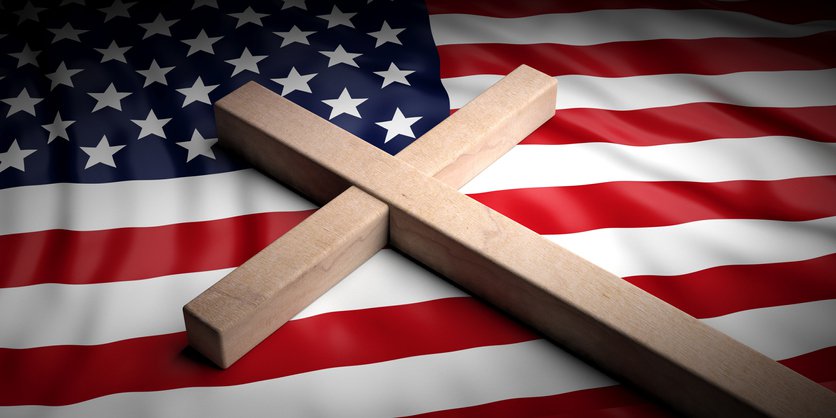 Cross and flag