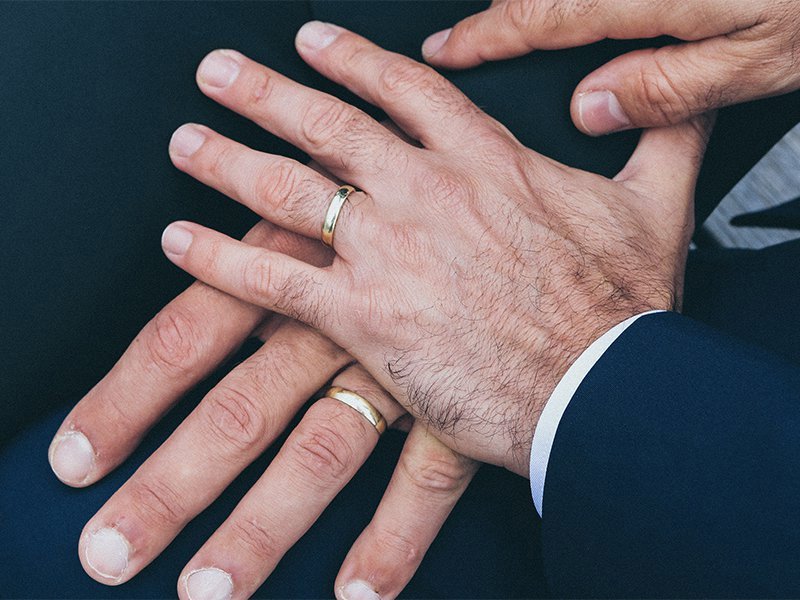 Same-sex couple hands
