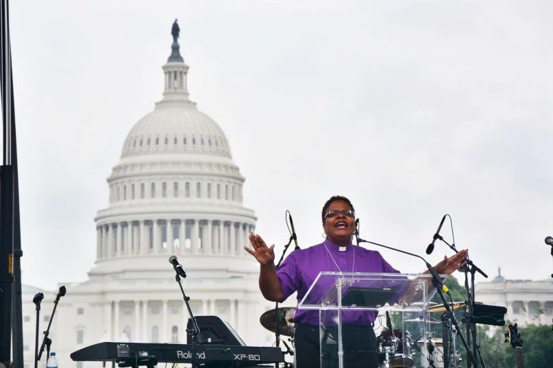 Bishop LaTrelle at anti-racist rally