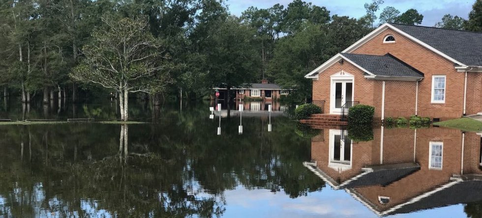 Trinity UMC in Conway, SC, is flooded in the aftermath of Hurricane Florence. (Photo courtesy of Dr. Kim Strong via South Carolina Advocate)