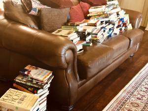 Couch with books