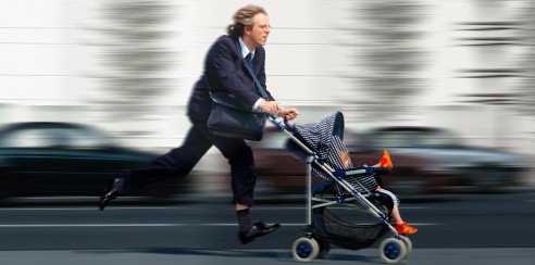 Man running with stroller