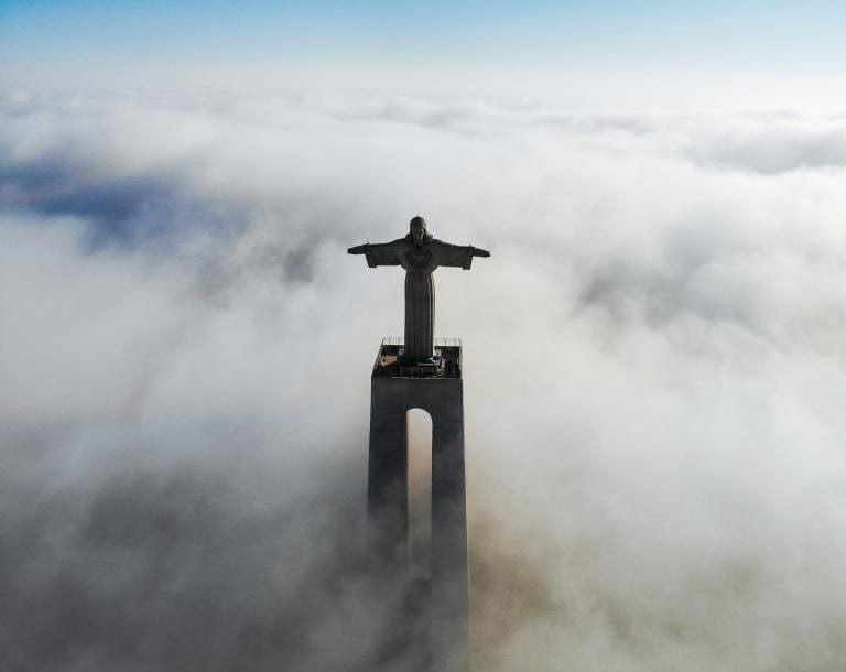 Christ above clouds