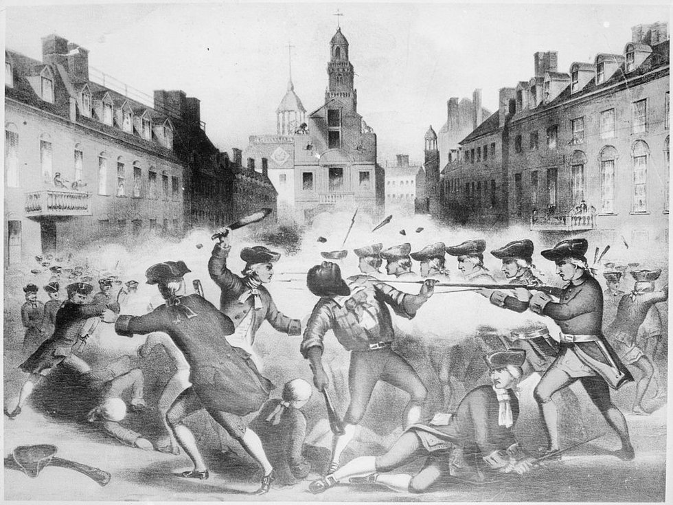 Spanish caption Boston Massacre