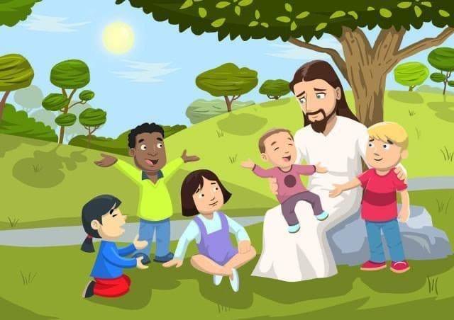 White Jesus with kids
