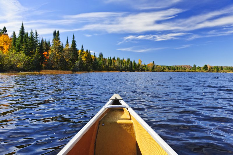Canoe bow on lake